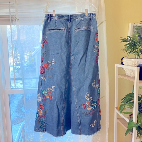 Free People | Floral Embroidered Denim Skirt - Picture 8 of 9